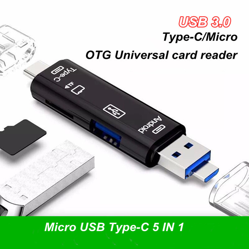 2022 새로운 고속 USB3.0 TF 메모리 카드 판독기 마이크로 USB 플래시 어댑터 microsd 카드 판독기 3 in 1 Type-C OTG 카드 판독기